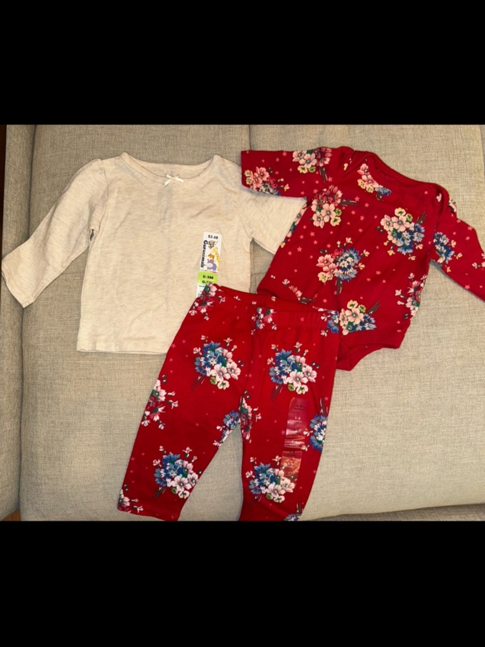 Baby GAP Red Floral Baby Bodysuit and Pants Set